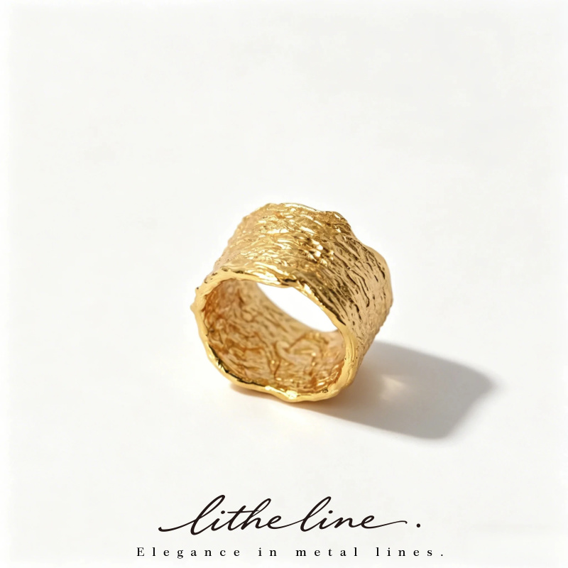 Gold Plated Ring - Litheline 24K Gold Plated Brass Molten