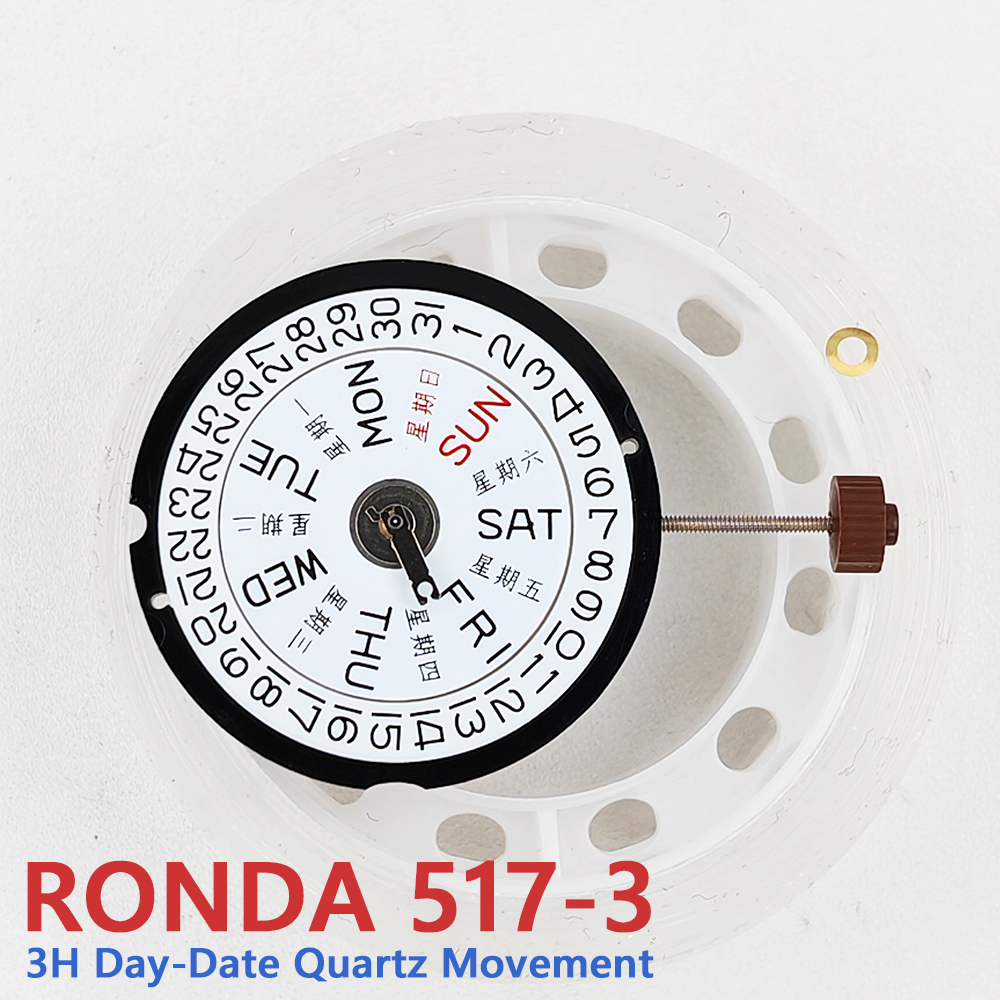 Jewels In Quartz Watches - RONDA 517 Quartz Watch Movement 3H