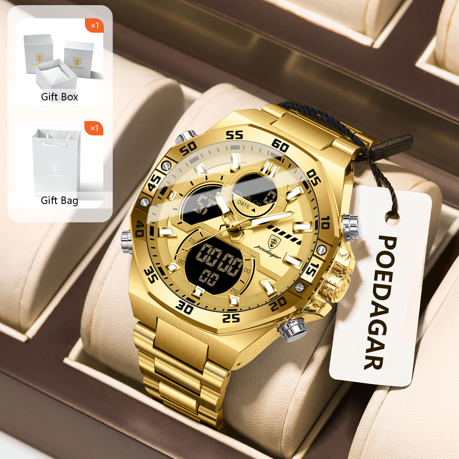 Jewellery Watch - POEDAGAR Sport Men Watch LED Waterproof