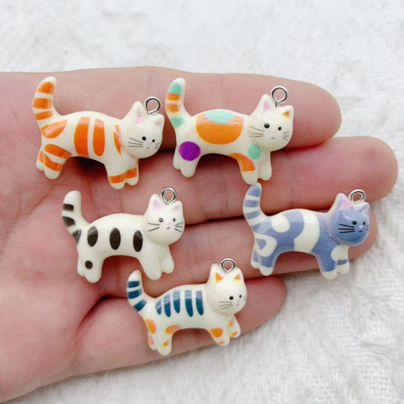 Jewelry & Watches Ltd - 10pcs resin cartoon cat animal jewelry