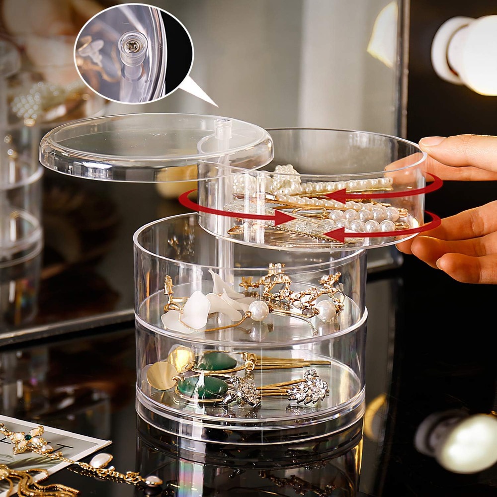 Jewelry & Watches Ltd - 360 Rotating Jewelry Organizer Clear Plastic
