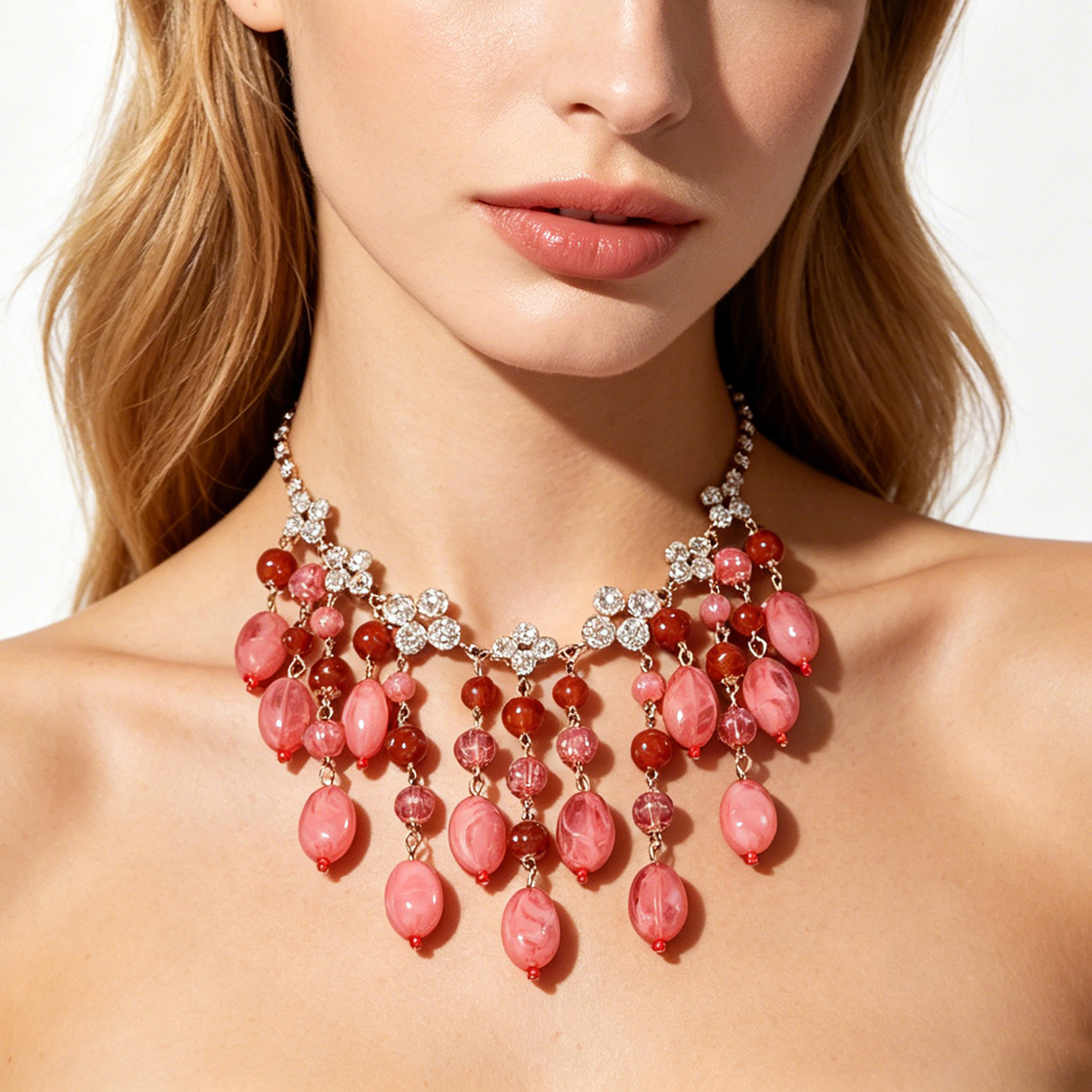 Jewelry & Watches Ltd - Trendy Pink Red Teardrop Beaded Tassel