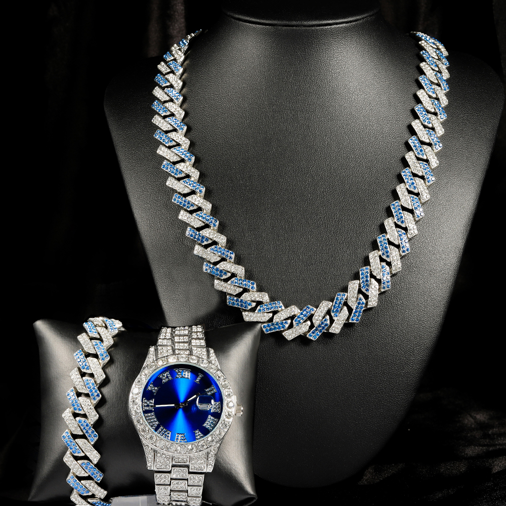 3pcs Hip-hop Watch Jewelry Set - Jewelry Watches Silver recensione e prezzo