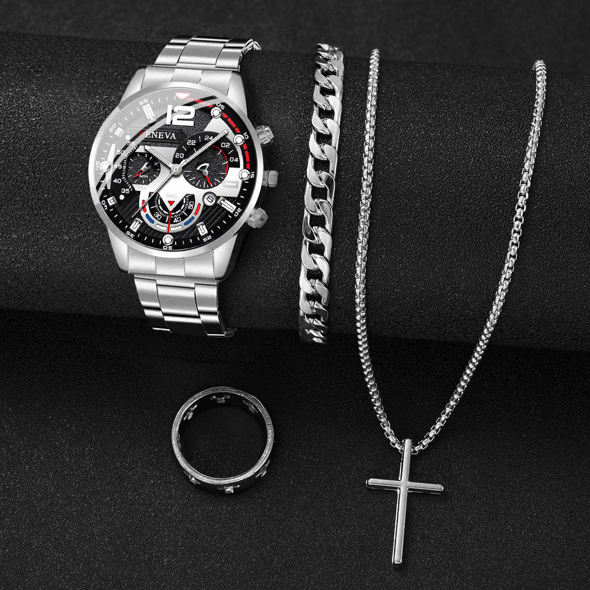 4pcs/set Fashion Men's Watches - Jewelry Watches Silver recensione e prezzo