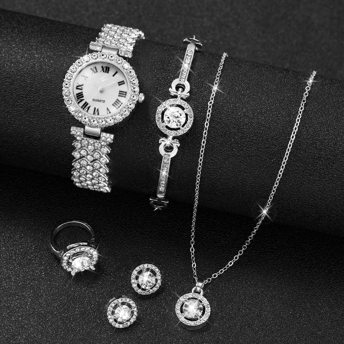 6PCS/Set Luxury Rhinestone Wom - Jewelry Watches Silver recensione e prezzo