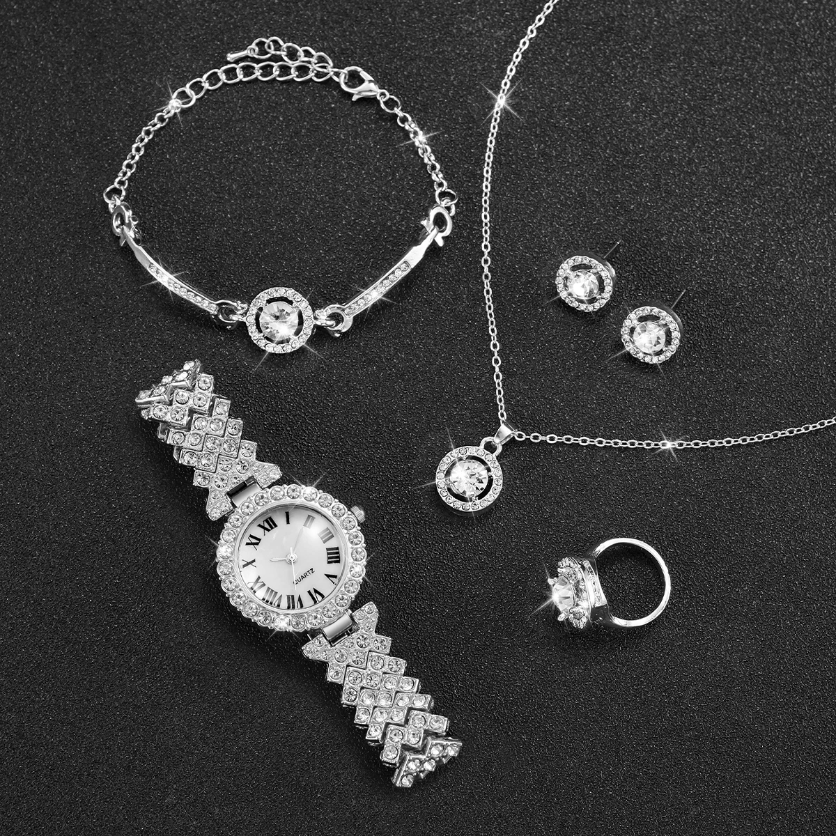 6PCS/Set Luxury Rhinestone Wom - Jewelry Watches Silver recensione e prezzo