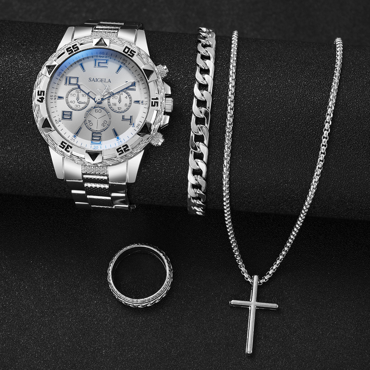 4pcs/set Fashion Men's Watches - Jewelry Watches Silver recensione e prezzo