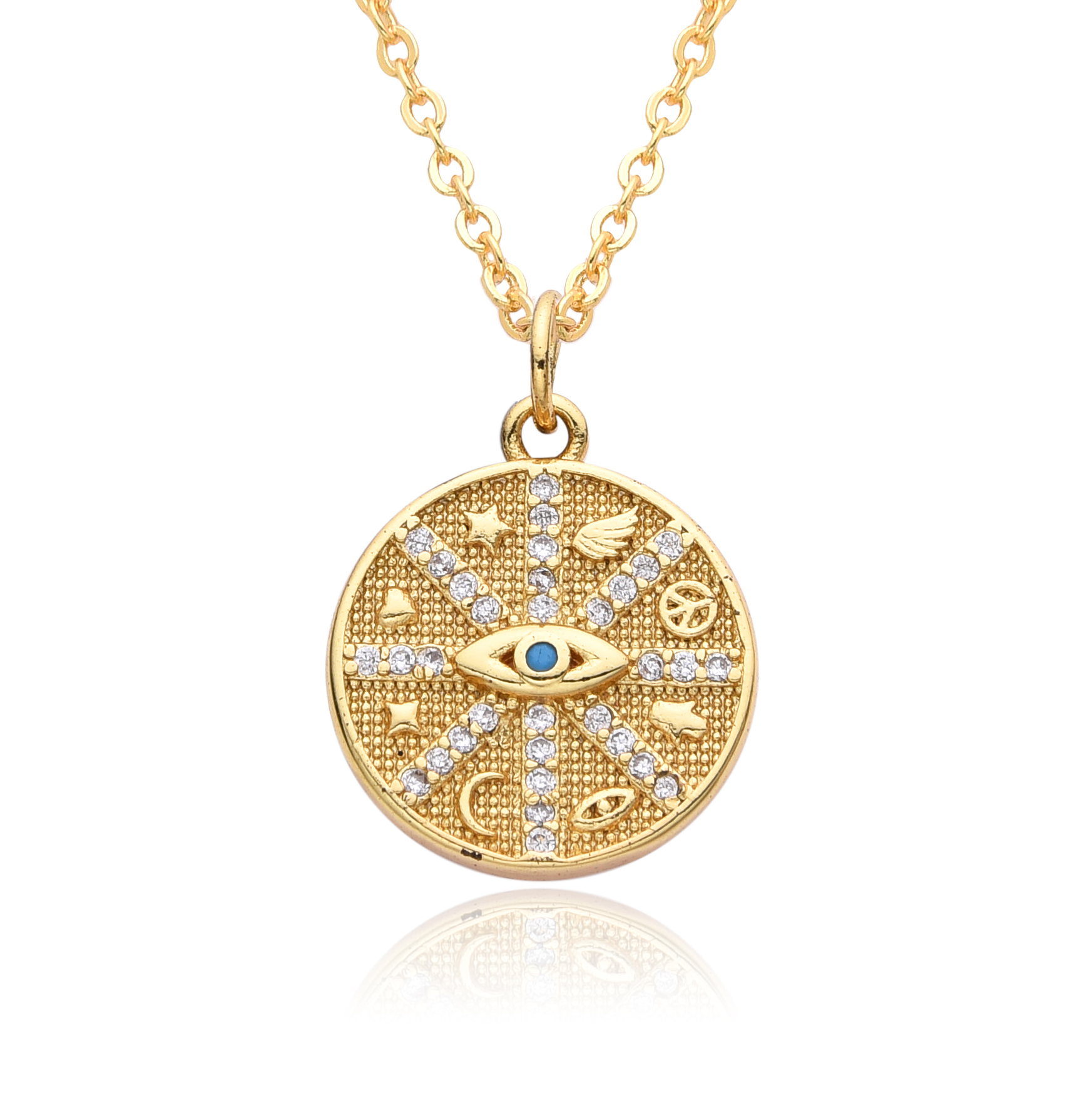 Y2K Gold Color Solar Sun Charm - Hip Hop Chain Necklace recensione e prezzo