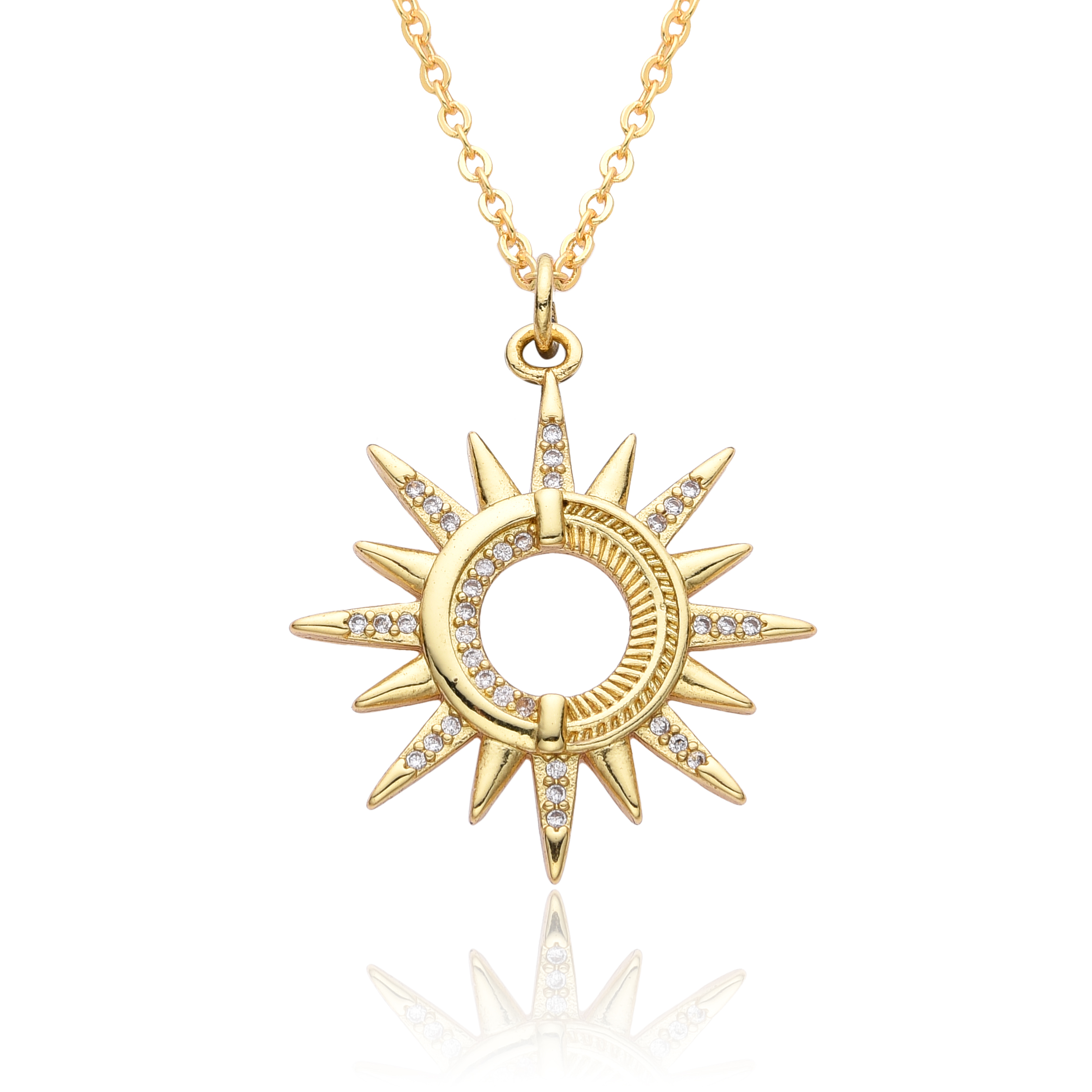 Y2K Gold Color Solar Sun Charm - Hip Hop Chain Necklace recensione e prezzo