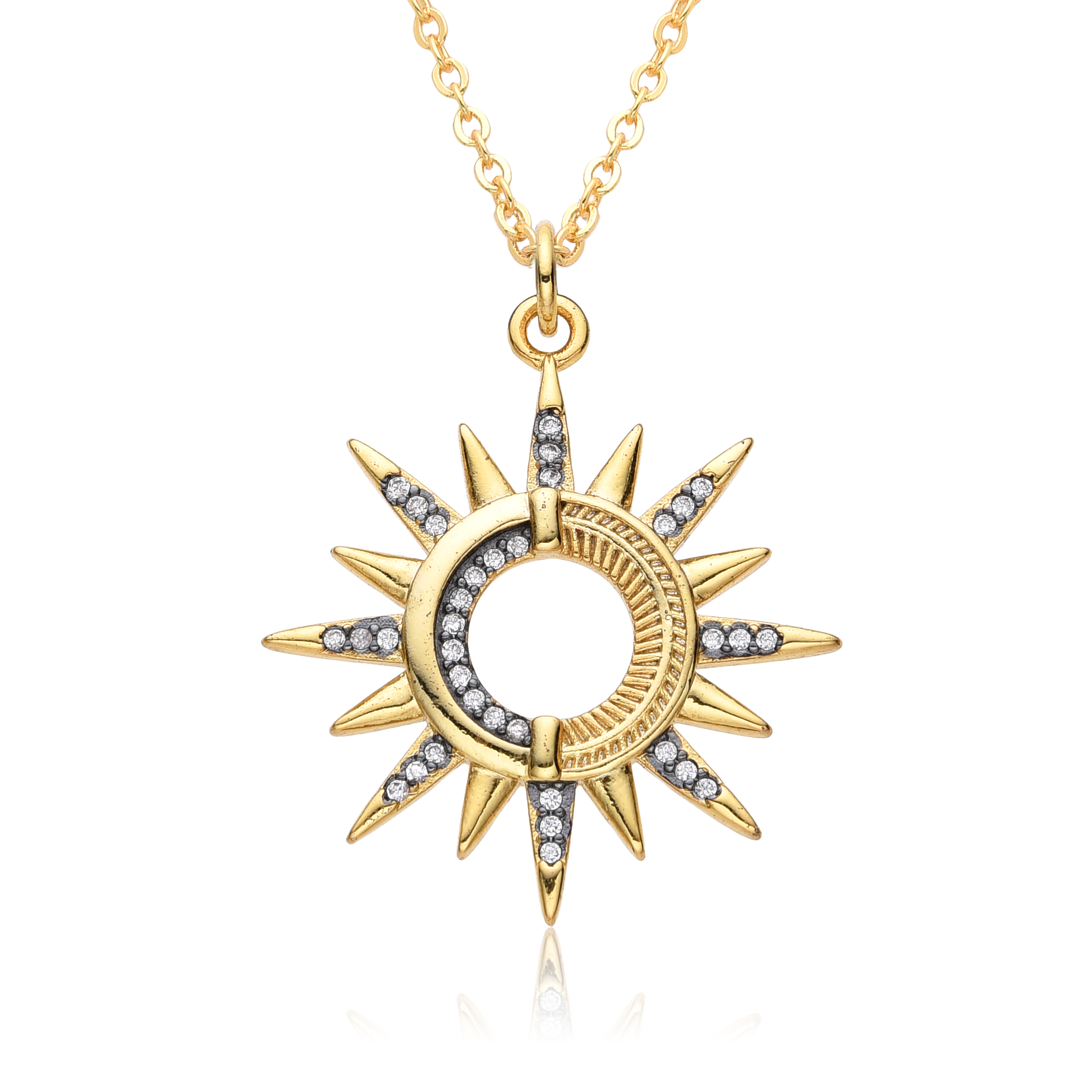 Y2K Gold Color Solar Sun Charm - Hip Hop Chain Necklace recensione e prezzo