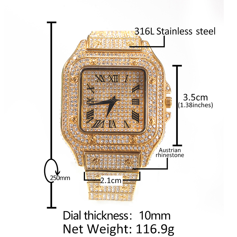 Hip Hop Luxury Quartz Wrist Wa - Jewelry Watches Silver recensione e prezzo